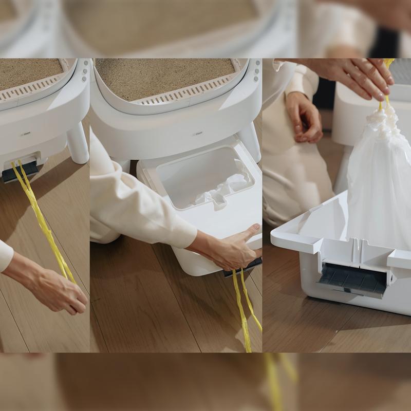 Caixa de areia autolimpante PetPivot AutoScooper 11 com abertura superior, sistema de descarte de resíduos sem odor, inclui sacos de lixo.