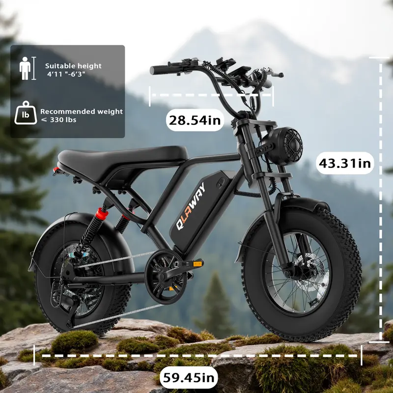 【VOLTVOGUE】 Bicicleta elétrica, equipada com quadro de aço de alto carbono, sistema de suspensão completa, velocidade máxima de 40 km/h, bateria de 48V 648Wh, autonomia com assistência de pedal de 48 a 112 km, pneus todo-terreno de 16 polegadas, moto
