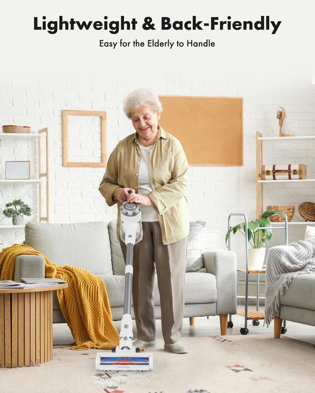 【Homeika 2025, modelo recém-atualizado】O aspirador sem fio Trucozie T350 apresenta um design leve 8 em 1, com autonomia de até 45 minutos e sucção potente de 33 kPa. Este aspirador sem fio recarregável é ideal para carpetes, pisos de cerâmica, pelos