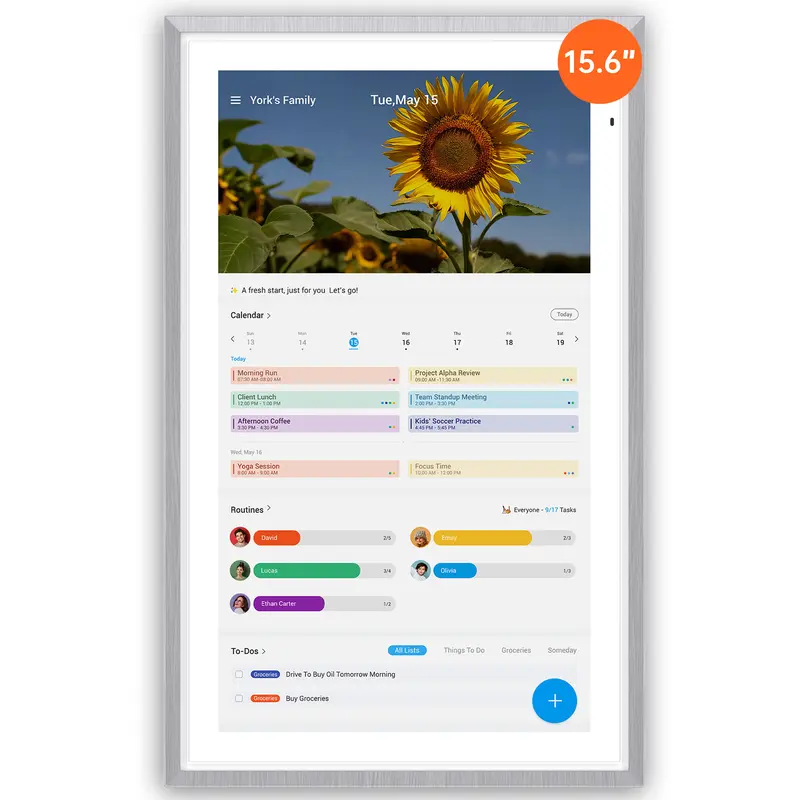 Calendário de parede digital familiar ApoloSign de modo duplo, calendário planejador de 15,6