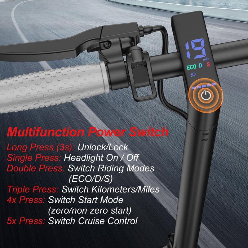 【Patinete Elétrico】 – Velocidade máxima de 19 mph, pneus sólidos de 8,5 polegadas com estrutura alveolar, motor de 350 W, autonomia de 12 milhas, patinete dobrável para deslocamento urbano com sistema de freio duplo e controle por aplicativo.