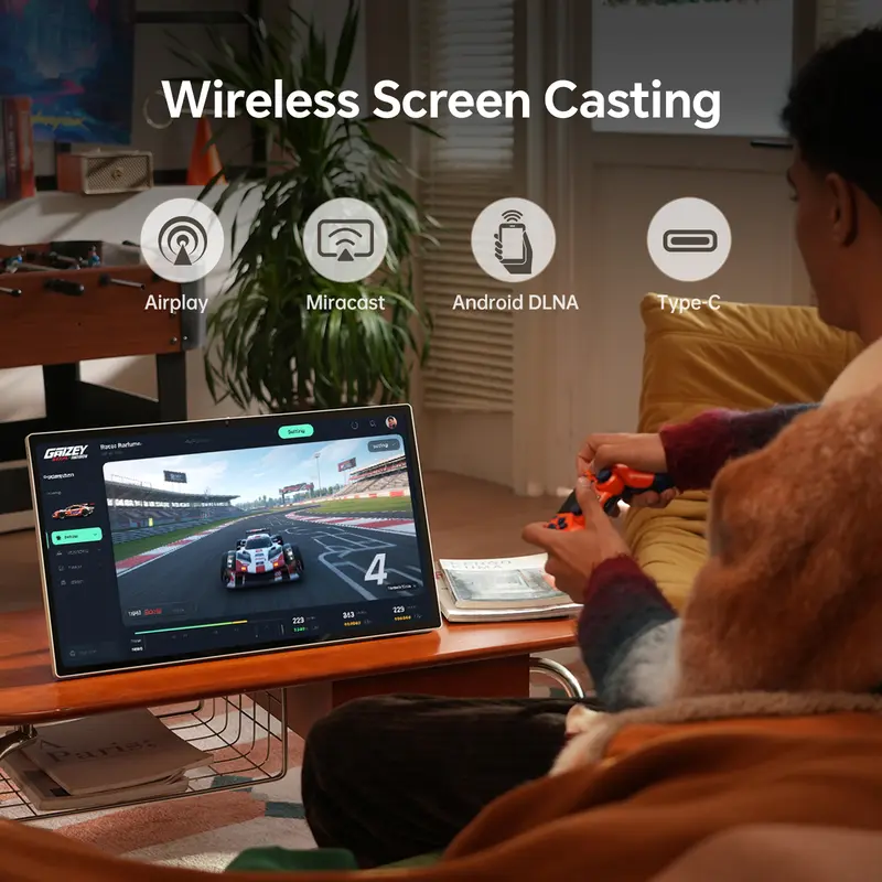 Monitor portátil com tela sensível ao toque KTC 25'' 1080p MegPad A25Q5, processador Qualcomm de 8 núcleos, 8 GB de RAM + 128 GB de armazenamento, Android 14, certificação Google EDLA, câmera de 8 MP, alto-falantes de 2*8W + 2*4W, controle remoto, ba