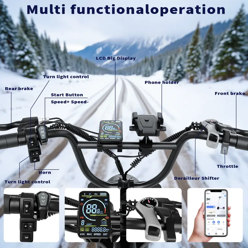 【VOLTVOGUE】 Bicicleta elétrica, equipada com quadro de aço de alto carbono, sistema de suspensão completa, velocidade máxima de 40 km/h, bateria de 48V 648Wh, autonomia com assistência de pedal de 48 a 112 km, pneus todo-terreno de 16 polegadas, moto