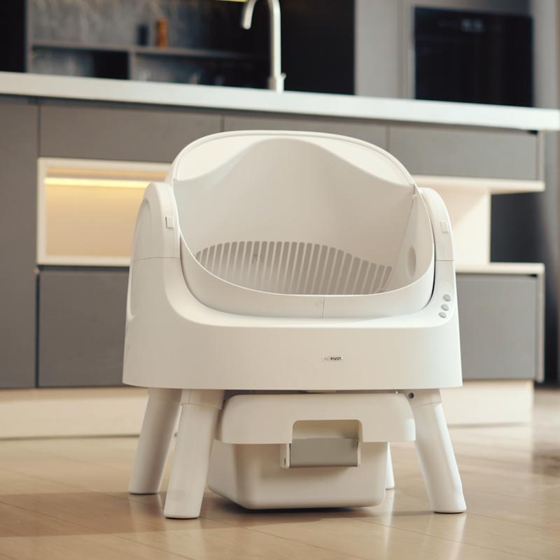 Caixa de areia autolimpante PetPivot AutoScooper 11 com abertura superior, sistema de descarte de resíduos sem odor, inclui sacos de lixo.