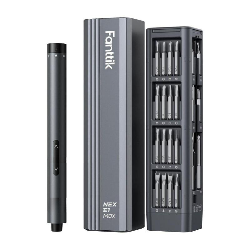 【Presente de Natal】Chave de fenda elétrica mini Fanttik E1 MAX 3,7V com 50 pontas magnéticas em 1, encaixe hexagonal de 5/32'', armazenamento magnético, conjunto de ferramentas para reparo de celulares, câmeras, laptops e impressoras 3D - Ferramentas
