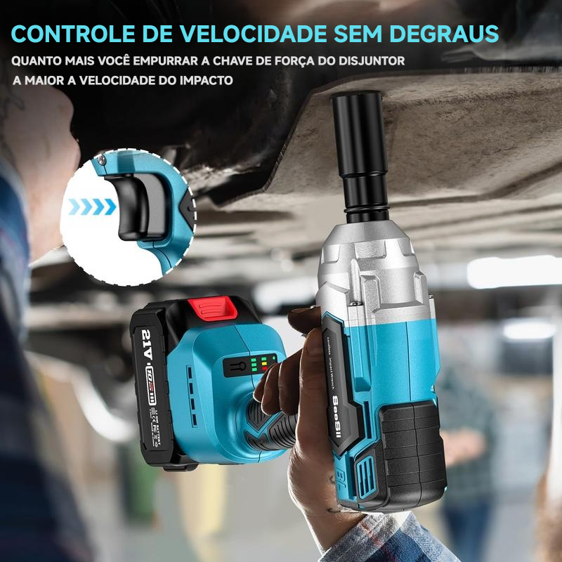 Chave de impacto elétrica sem escovas 3 em 1 Seesii, chave de impacto sem fio com 2 baterias de 4,0 Ah, 6 soquetes, 8 brocas e 6 parafusos - Ideal para carros e uso doméstico, ofertas de Black Friday WH700