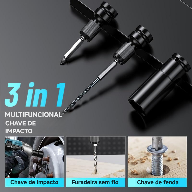 Chave de impacto elétrica sem escovas 3 em 1 Seesii, chave de impacto sem fio com 2 baterias de 4,0 Ah, 6 soquetes, 8 brocas e 6 parafusos - Ideal para carros e uso doméstico, ofertas de Black Friday WH700