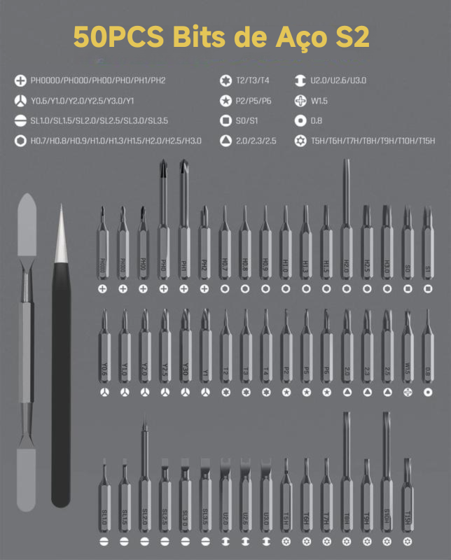 【Presente de Natal】Chave de fenda elétrica mini Fanttik E1 MAX 3,7V com 50 pontas magnéticas em 1, encaixe hexagonal de 5/32'', armazenamento magnético, conjunto de ferramentas para reparo de celulares, câmeras, laptops e impressoras 3D - Ferramentas