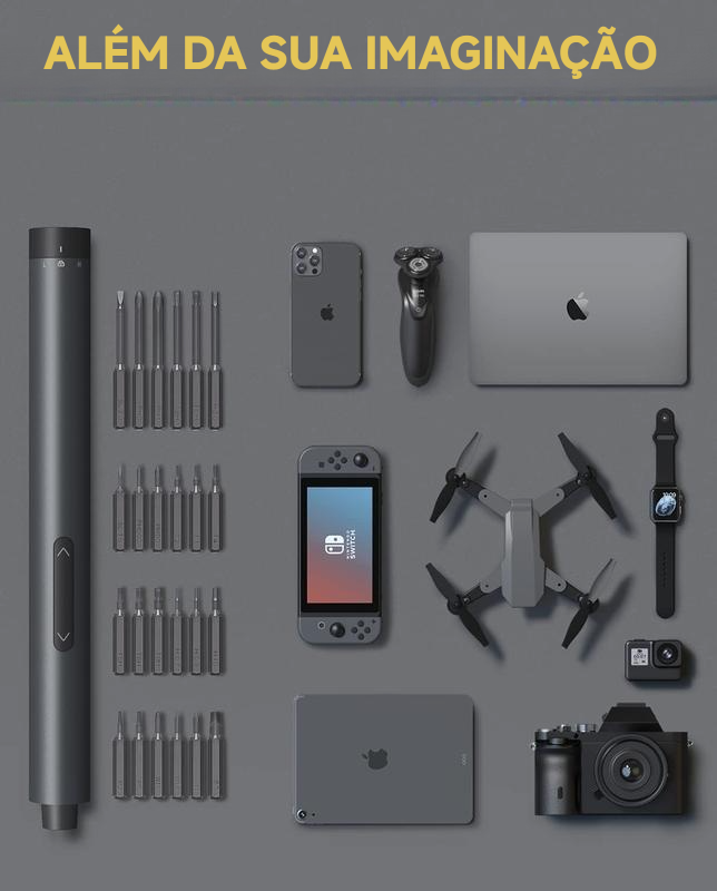 【Presente de Natal】Chave de fenda elétrica mini Fanttik E1 MAX 3,7V com 50 pontas magnéticas em 1, encaixe hexagonal de 5/32'', armazenamento magnético, conjunto de ferramentas para reparo de celulares, câmeras, laptops e impressoras 3D - Ferramentas