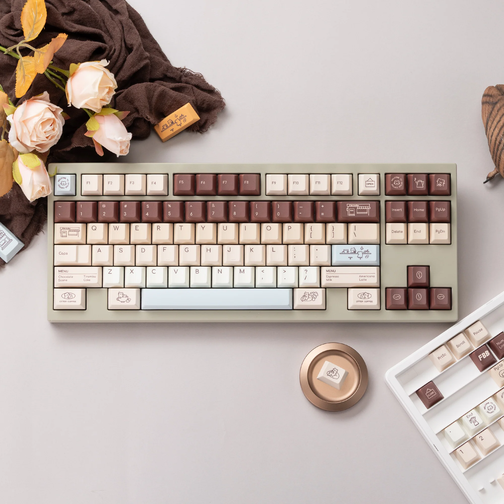 Otter Coffee Cherry profile Keycaps