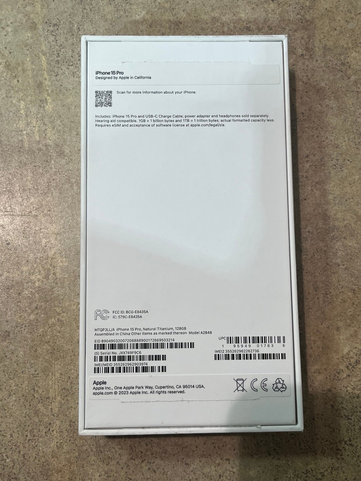 iPhone 15 Pro 128GB AT&T Natural Titanium Like New 7M87