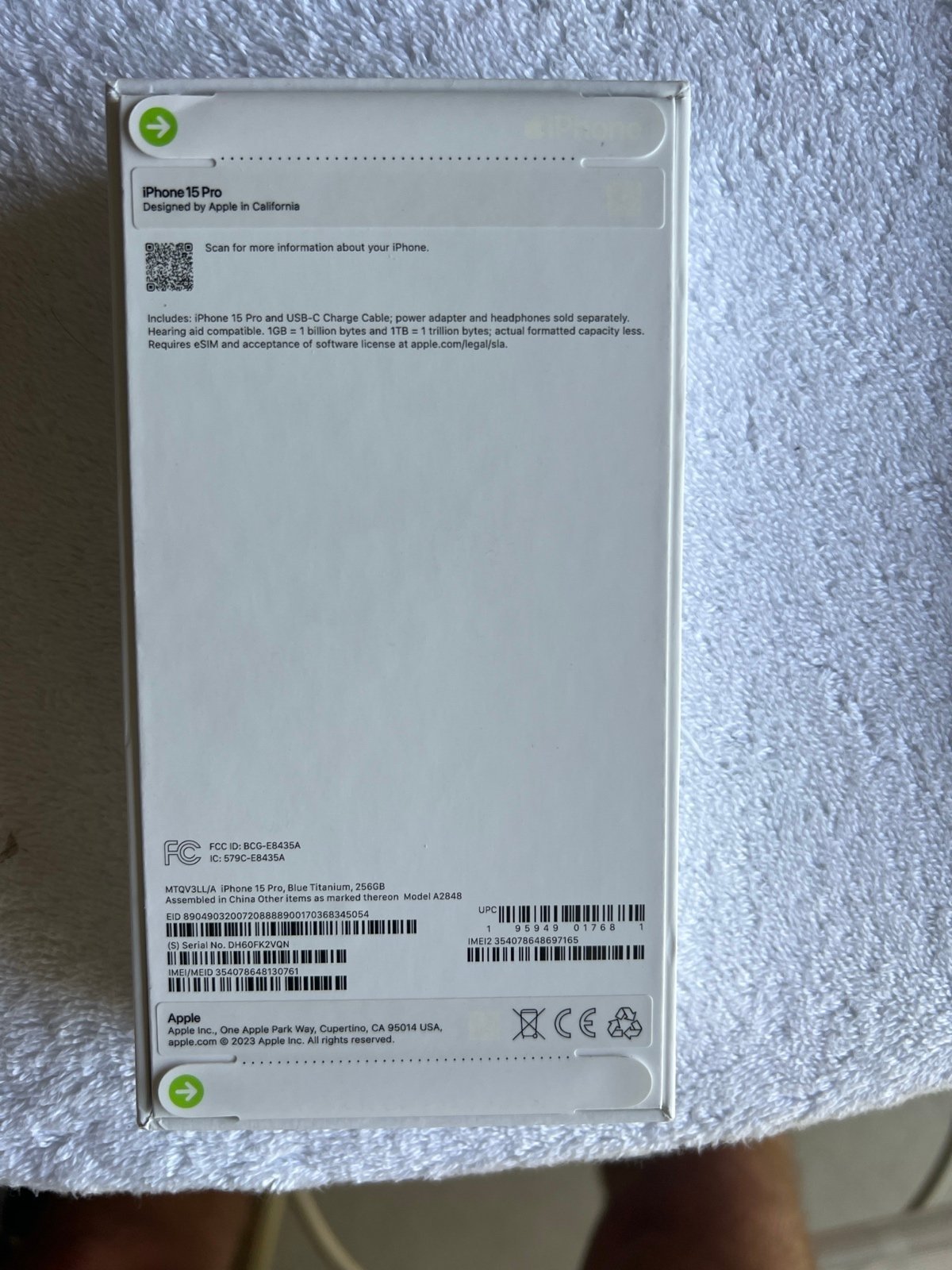 Unopened Apple I phone 15 pro blue titanium 256 gb boost or comcast network 8B62