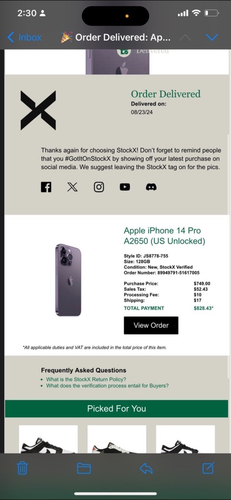 iPhone 14 Pro 128 GB Deep Purple 6S91