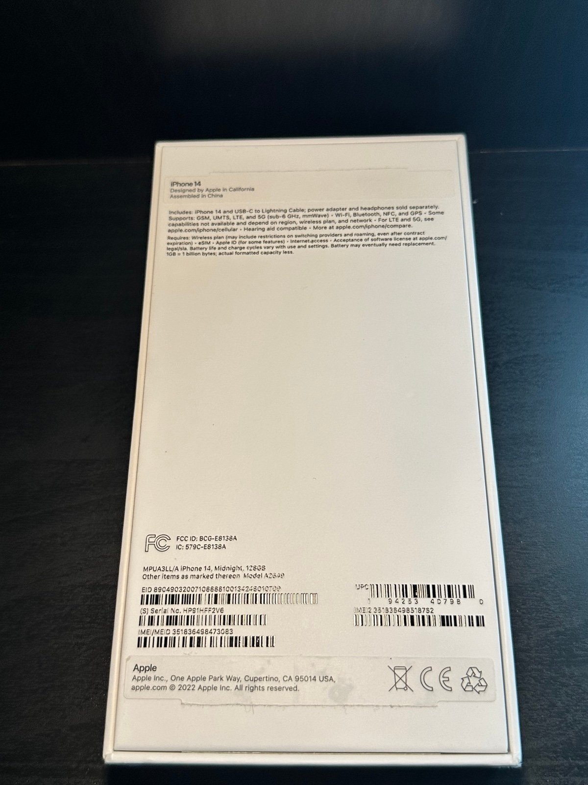 Apple iPhone 14 128 GB in Midnight 3Q11