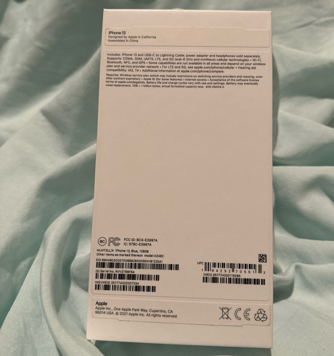 RESERVED  FOR ACHOURA Apple iPhone 13 Blue 128 GB Unlocked 7L66