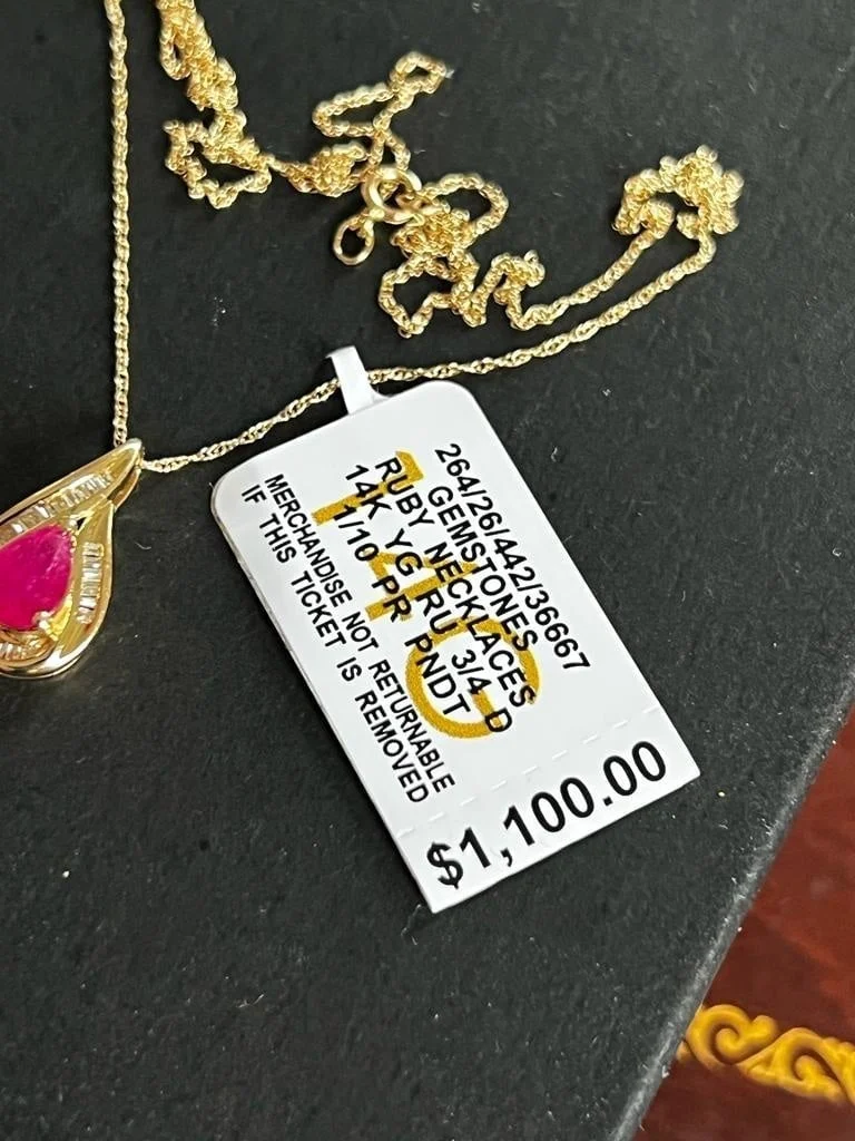 14k Natural Ruby and Diamond necklace