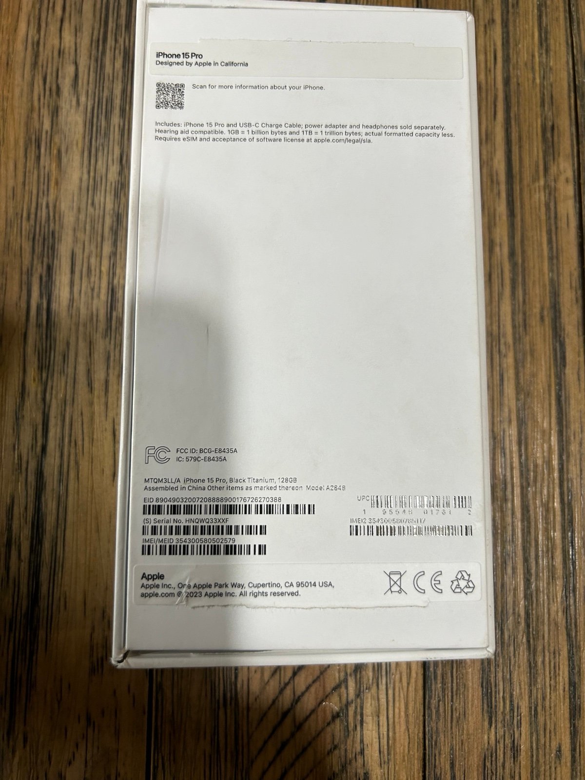 Apple iPhone 15 Pro 128GB Verizon PARTS PHONE 6E12