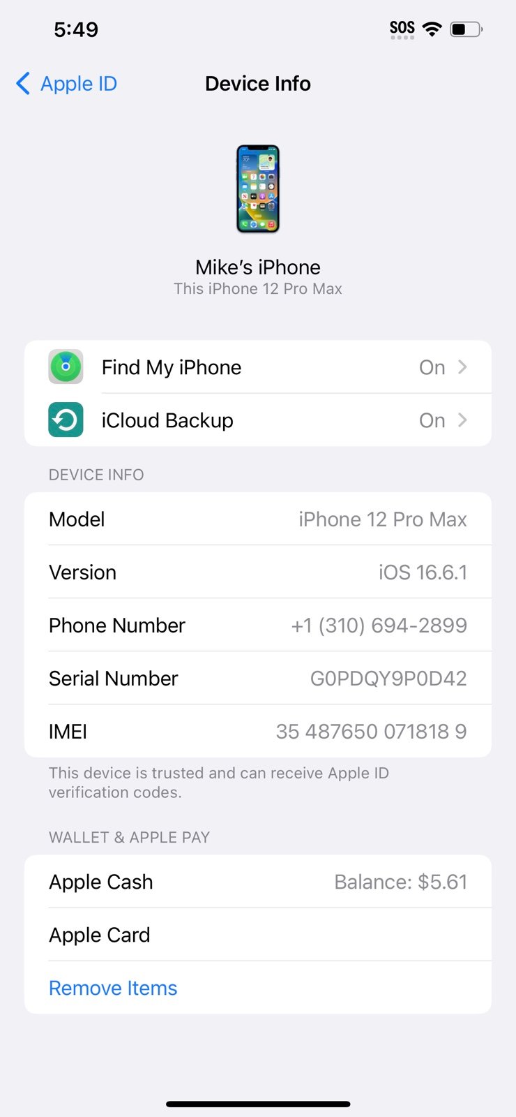 Apple iPhone 12Promax 128GB Pacific Blue GSM/CDMA Factory Unlocked 9S87