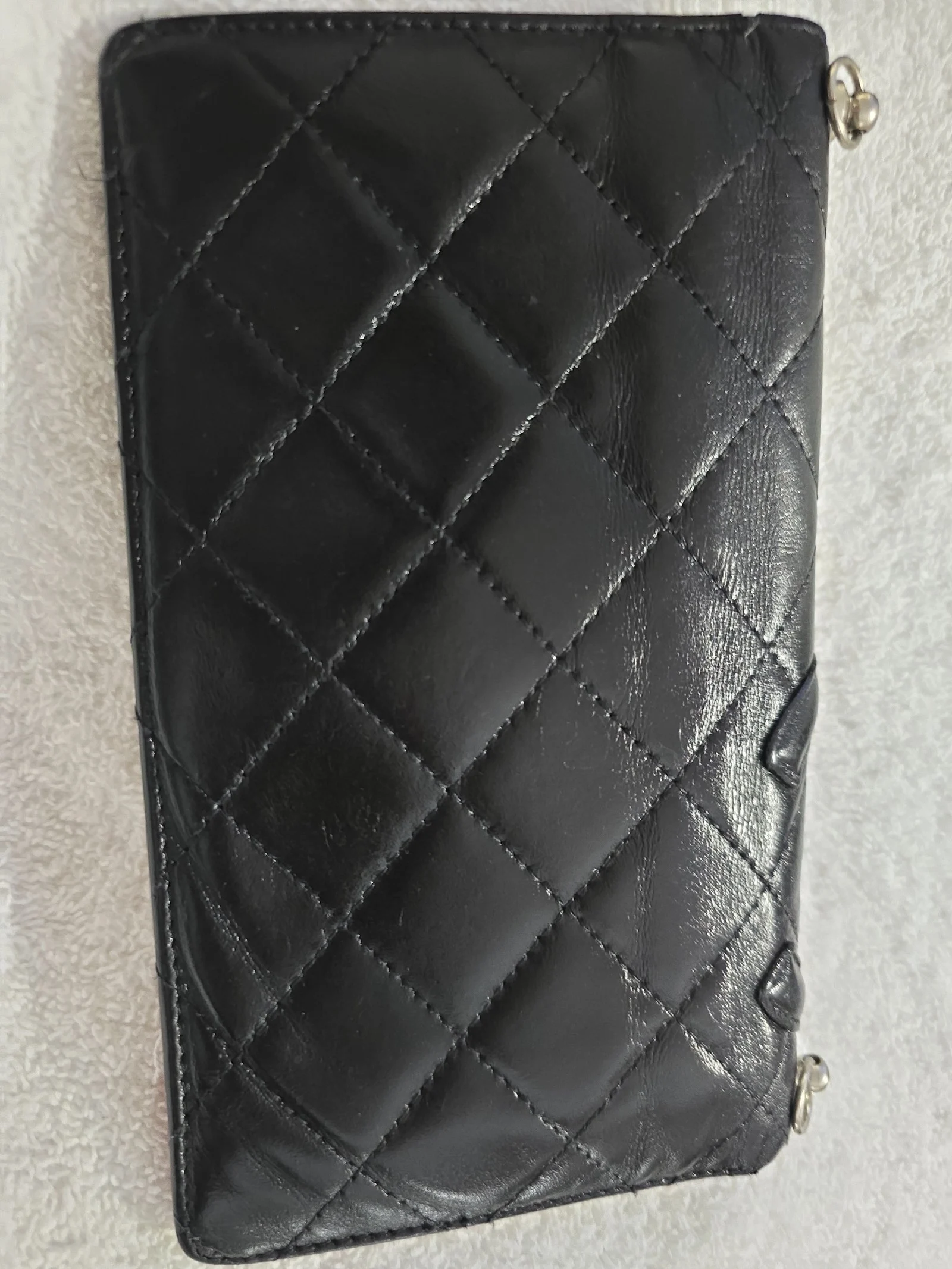 Chanel Cambon Black Leather Flap Wallet WOC Crossbody