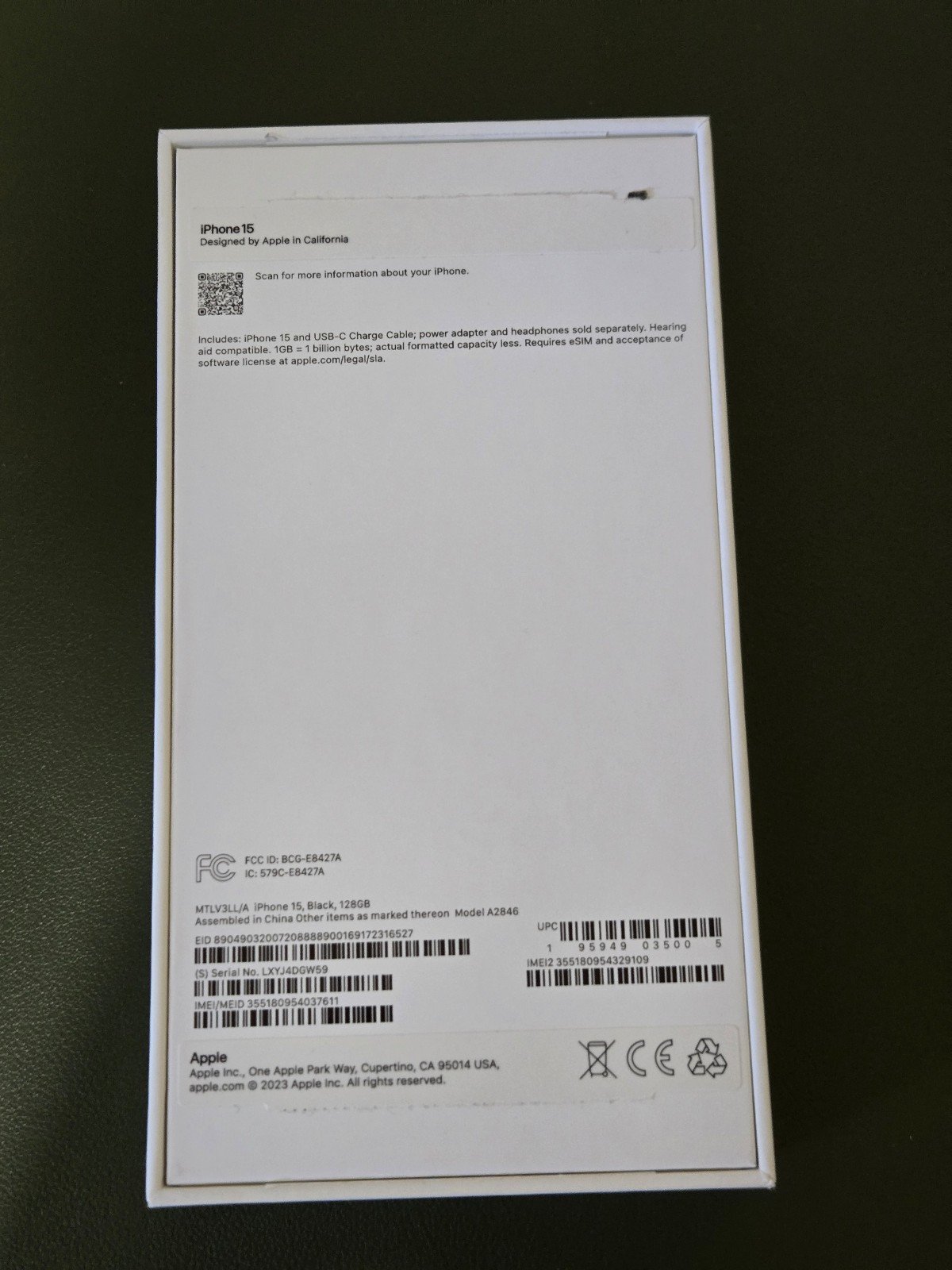 IPhone 15 Black Unlocked 9J62