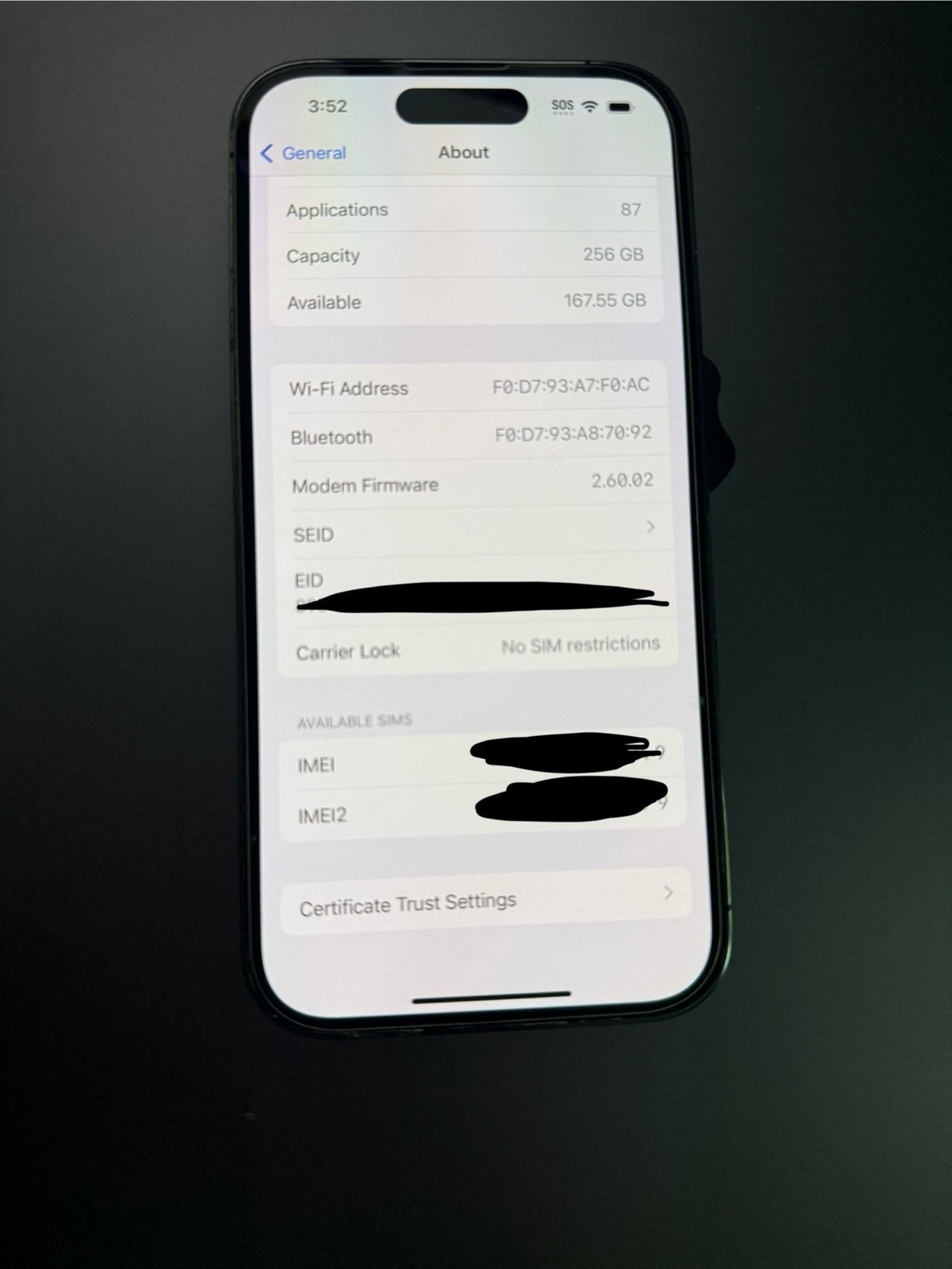 Apple iPhone 14 Pro 256 GB in Deep Purple Unlocked 5U28