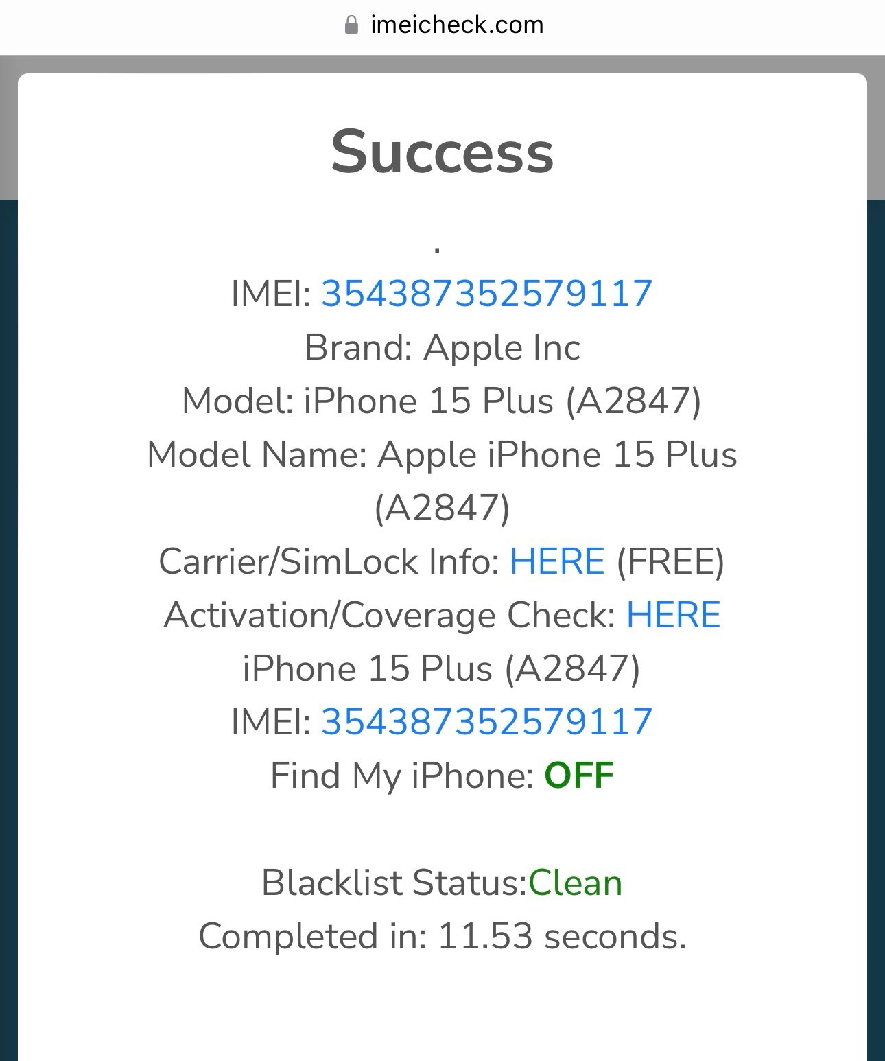 Apple iPhone 15 Plus 256GB Green Xfinity Only 2V75