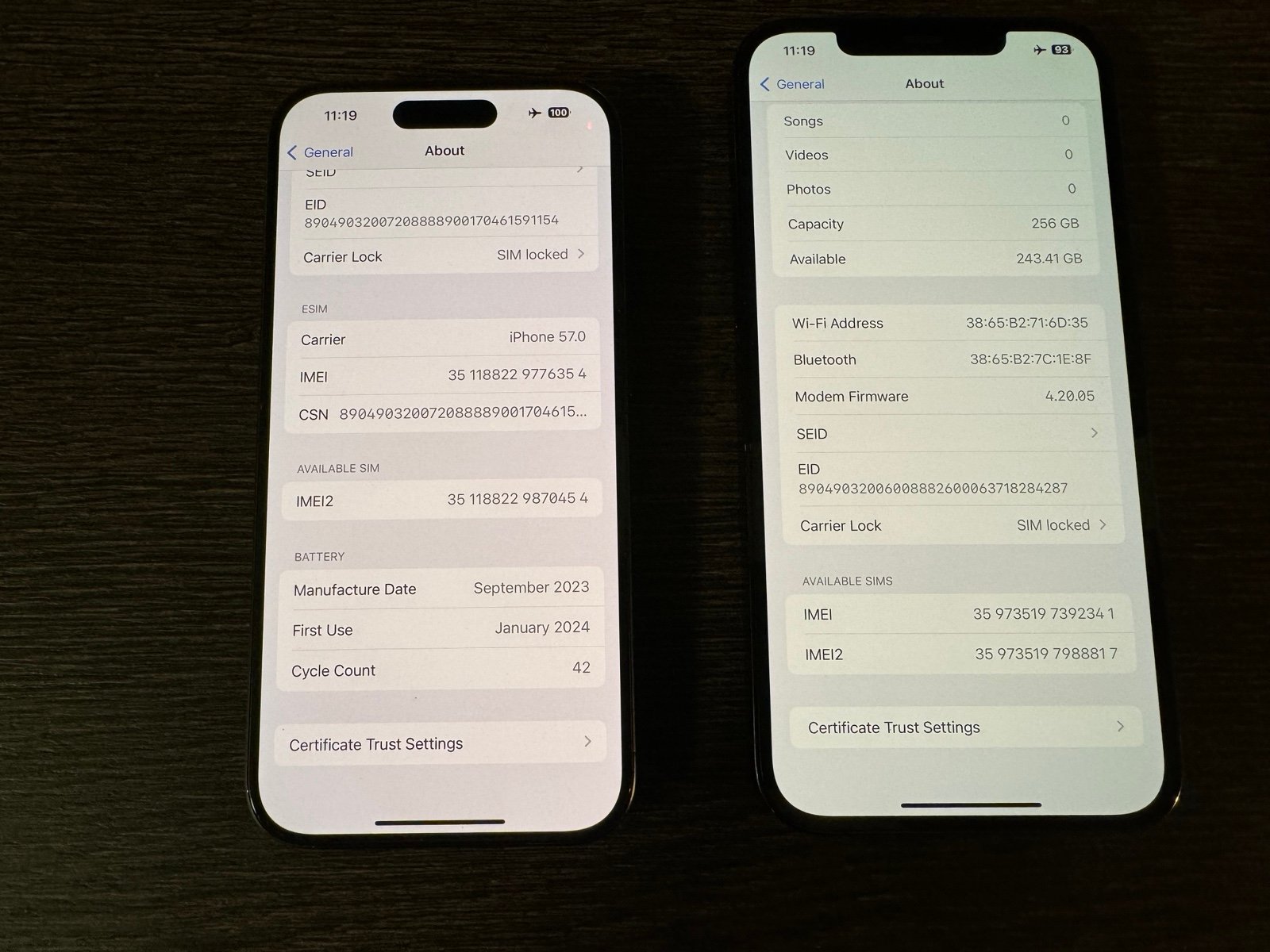 Parts Only: (Lot of 2) Sim Lock Apple iPhone 15 Pro & Apple iPhone 12 Pro Max 9F98