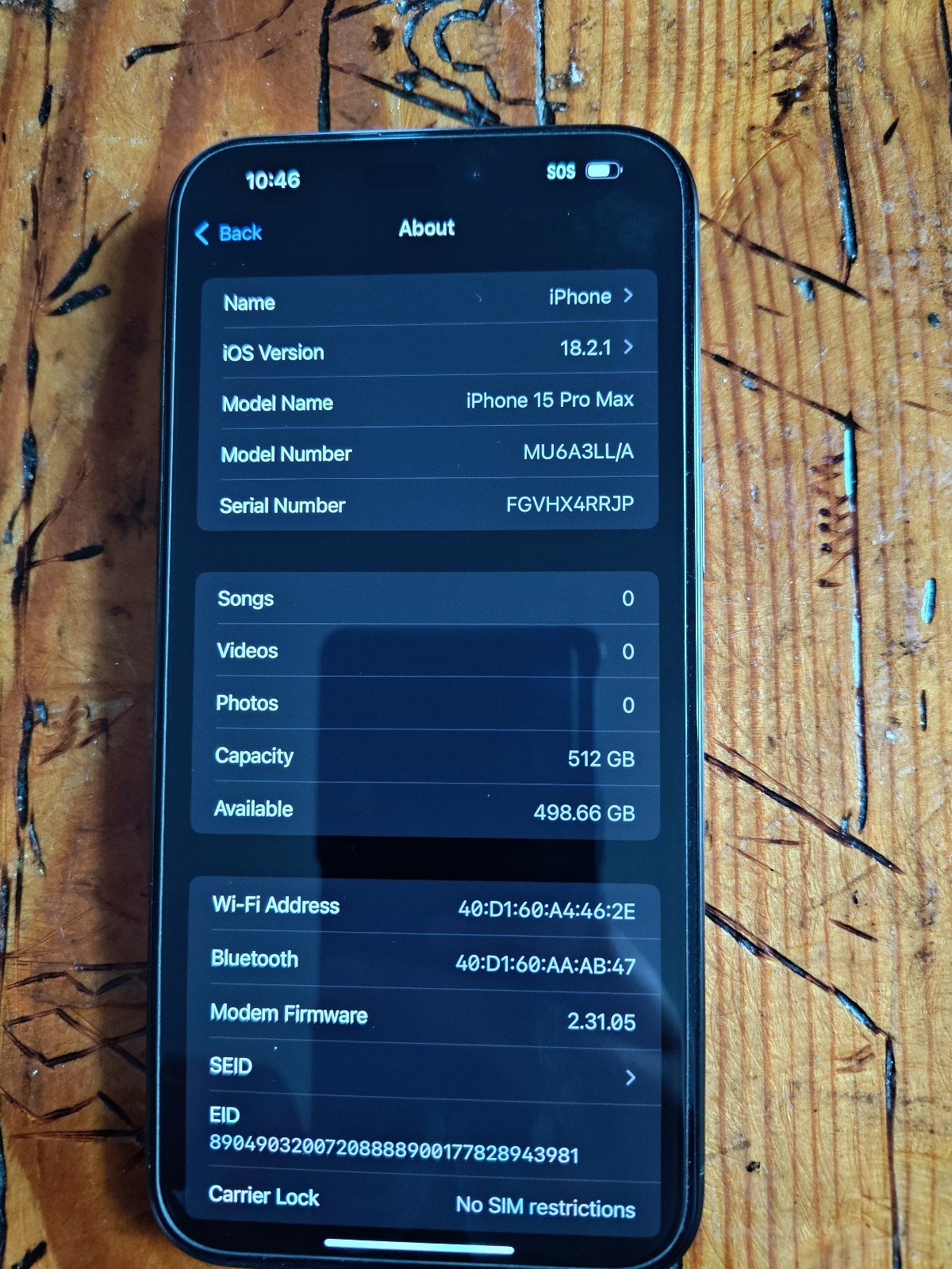 iPhone 15 Pro Max 512gb Black Titanium Unlocked 9N72