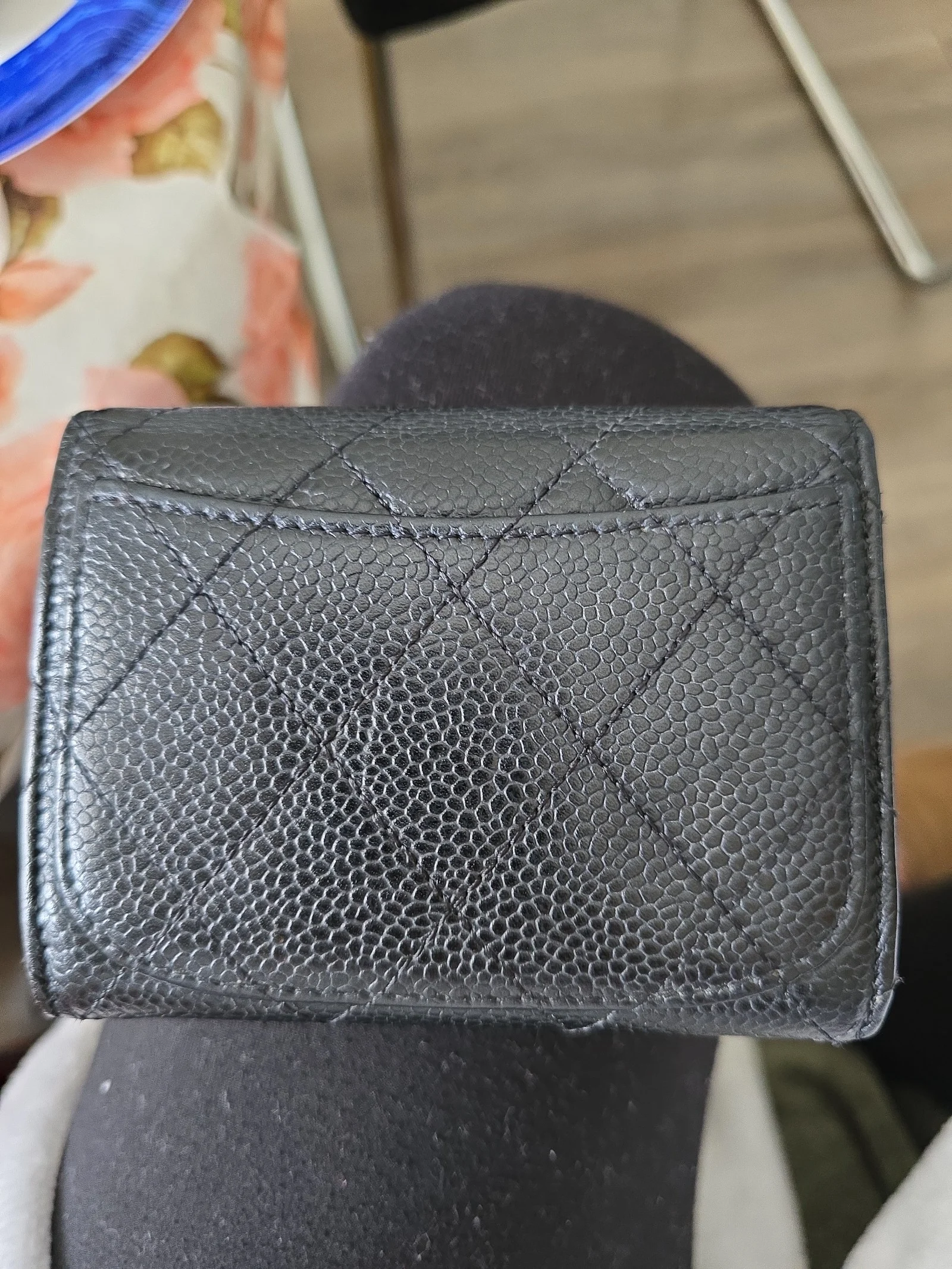 Chanel timeless/ classique black quilted card case