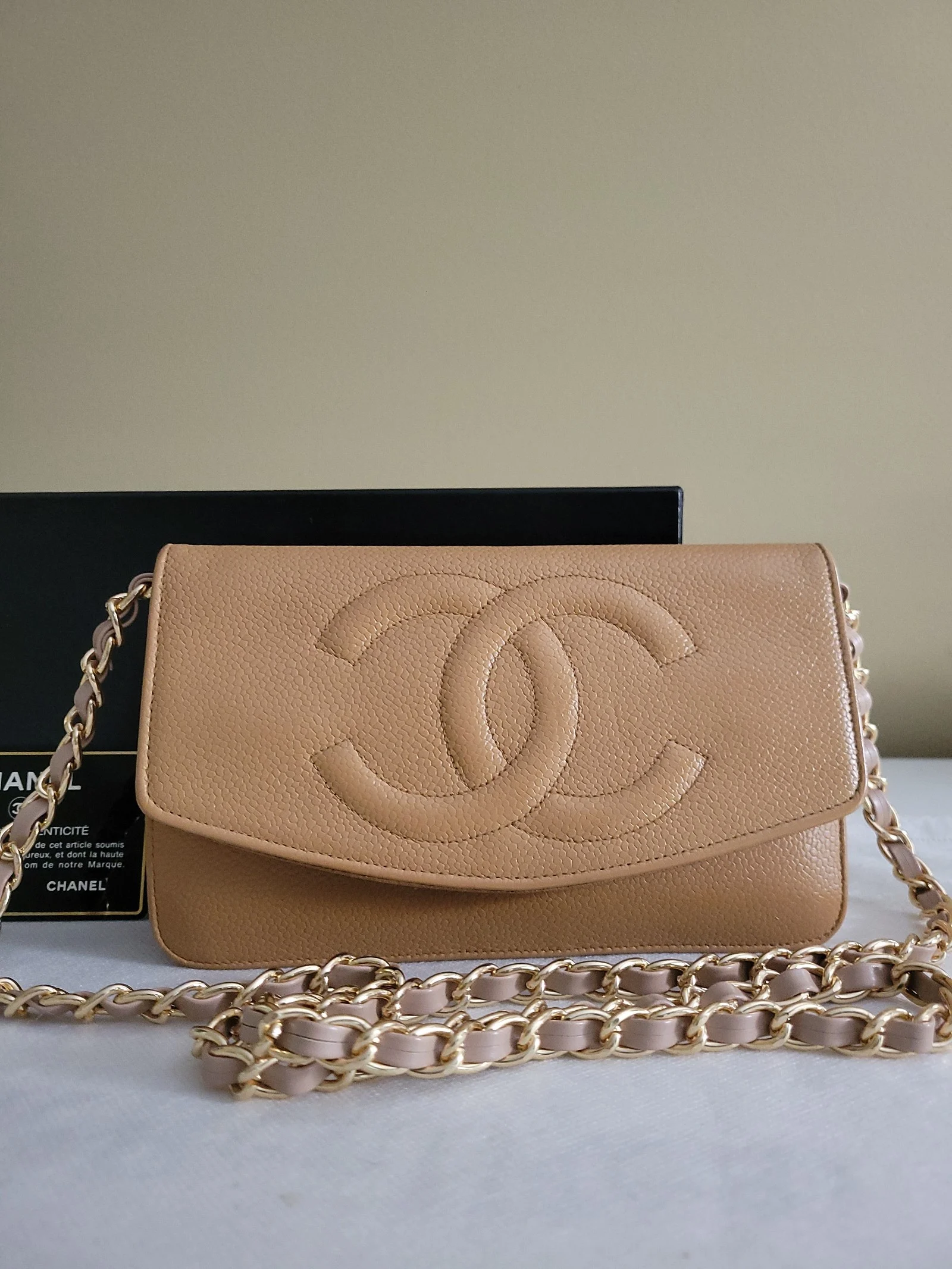Chanel Timeless Caviar Wallet Clutch Crossbody Bag