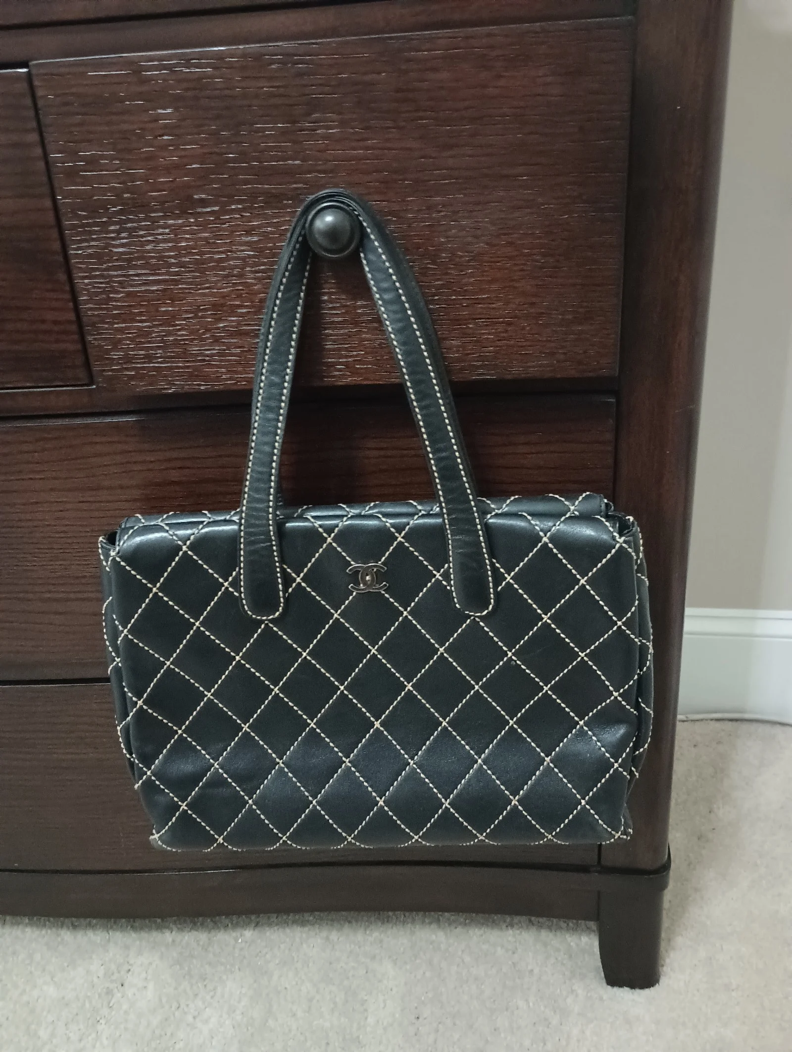 Vintage Chanel Surpique Wild Stitch Large Tote Bag