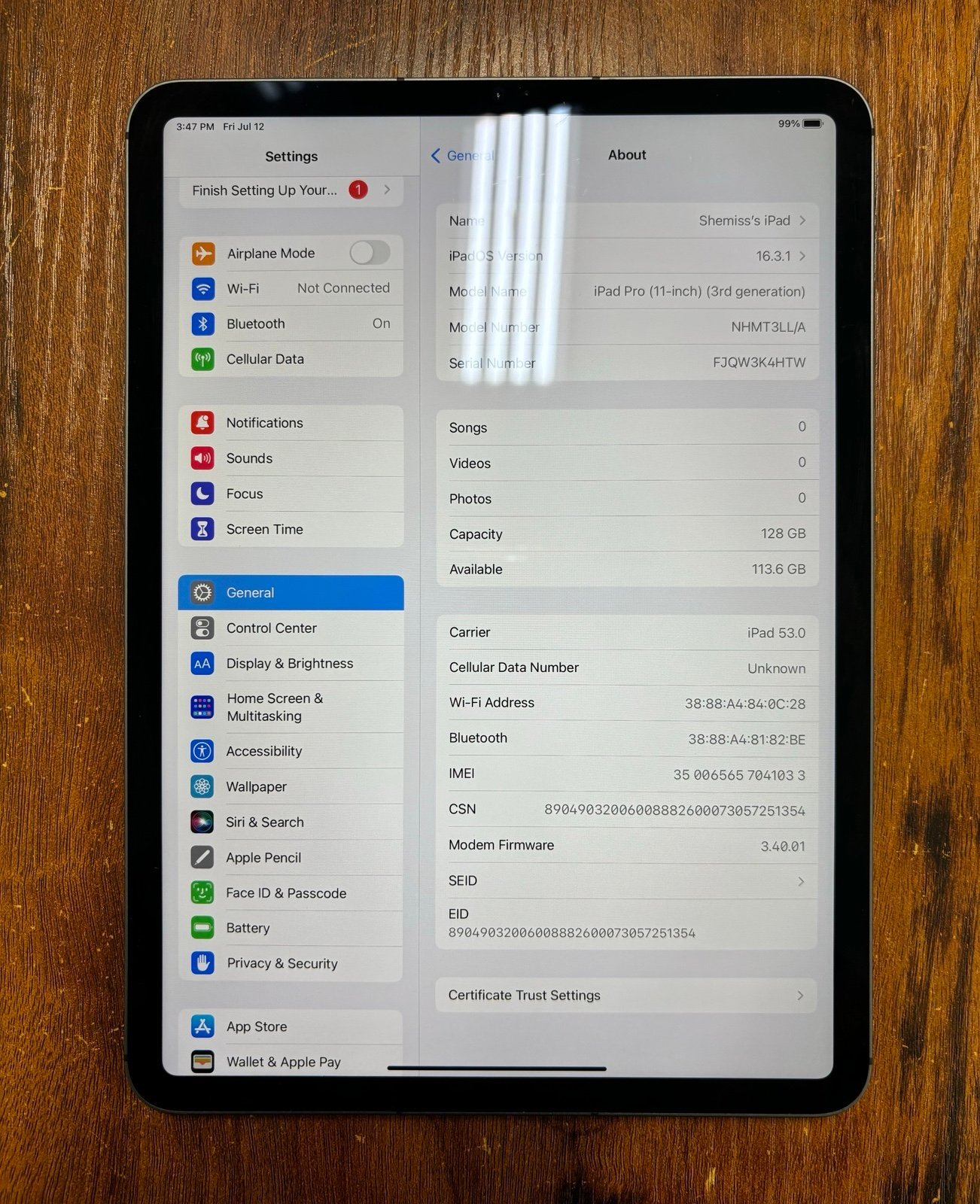 iPad Pro 11-inch 3rd Gen 128GB 5S68