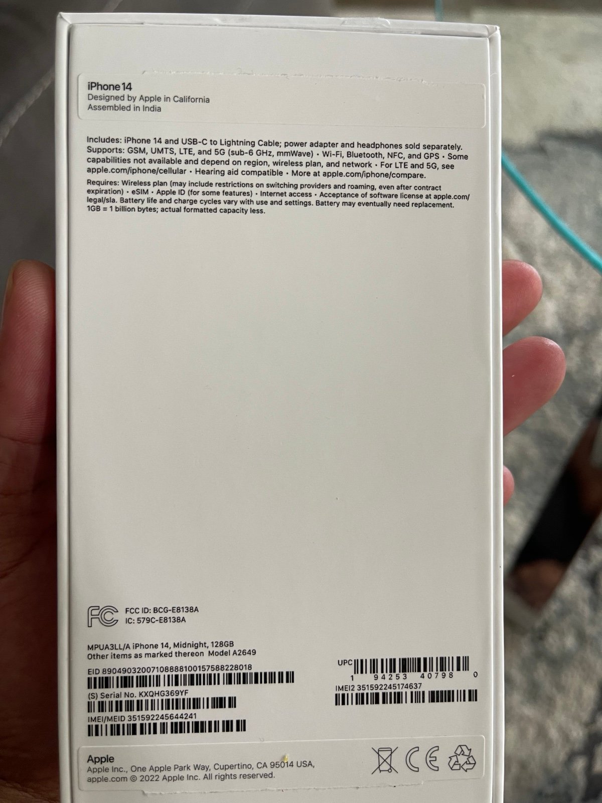 Apple iPhone 14 dark blue/black 128GB for T-Mobile 5K92