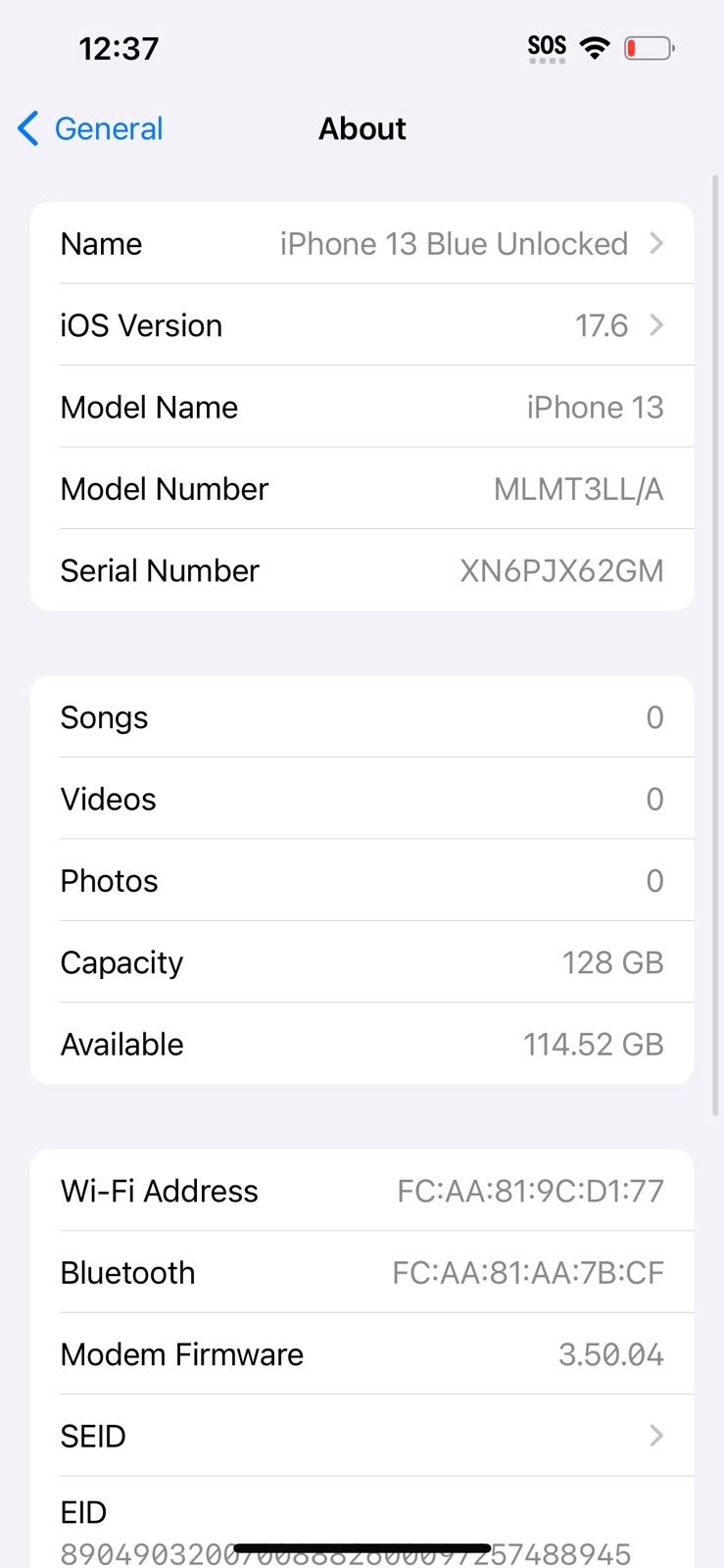 Apple iPhone 13 128 GB in Blue Unlocked 9L69