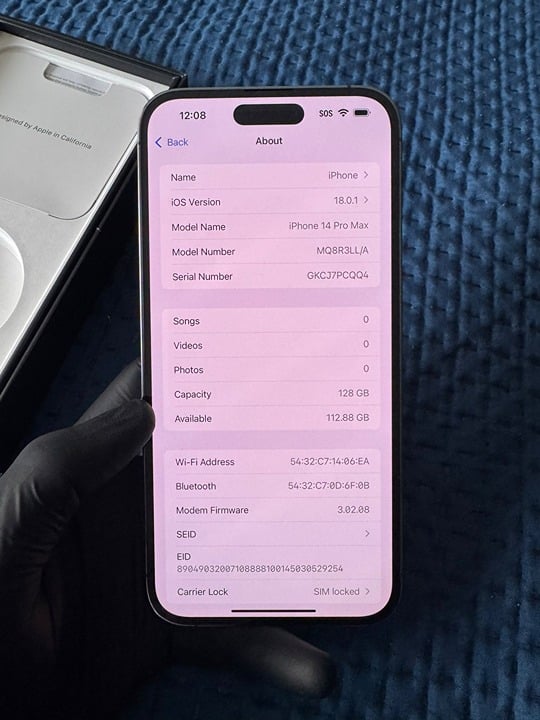 iPhone 14 Pro Max 128GB Deep Purple FOR PARTS 7Y95