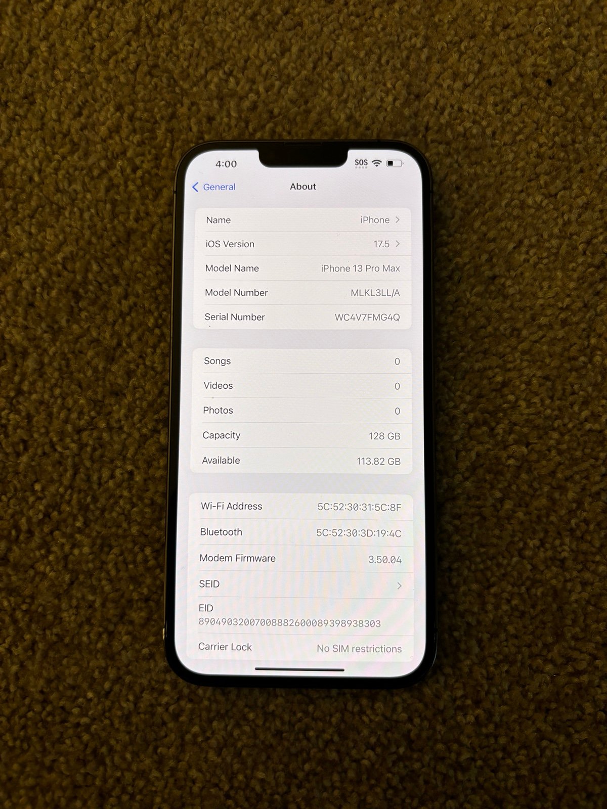 Apple iPhone 13 Pro Max 128 GB in Graphite Unlocked 9Y76