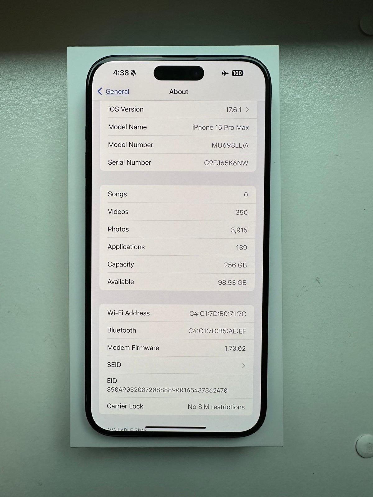 Apple iPhone 15 Pro Max / 256GB / Titanium Blue / AppleCare+ 1W75