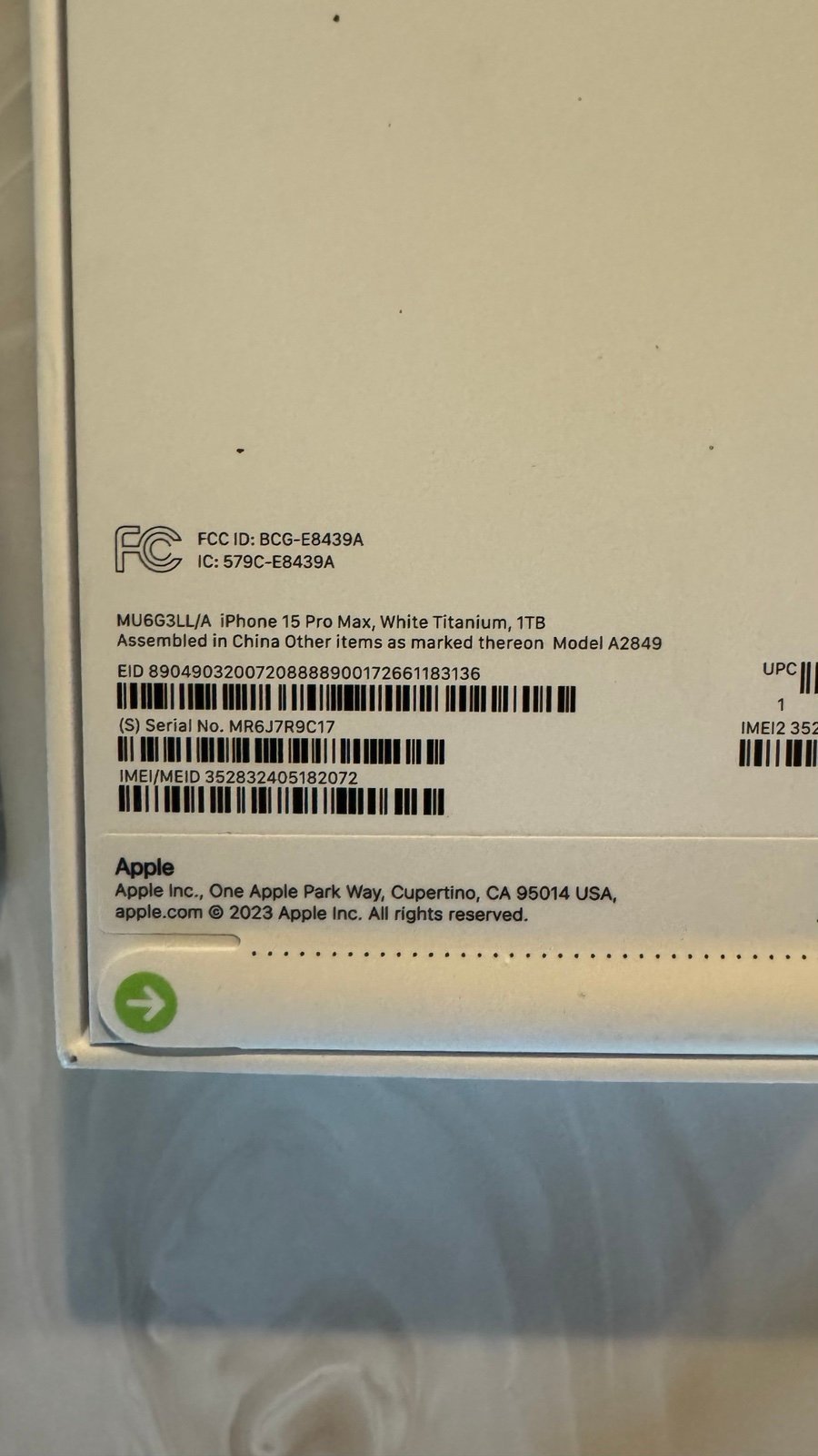 Apple iPhone 15 PRO MAX Locked 1TB 3M13