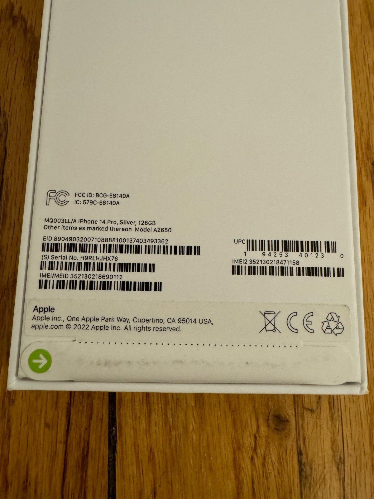 Apple iPhone 14 Pro 128 GB in Silver for Verizon 9T15