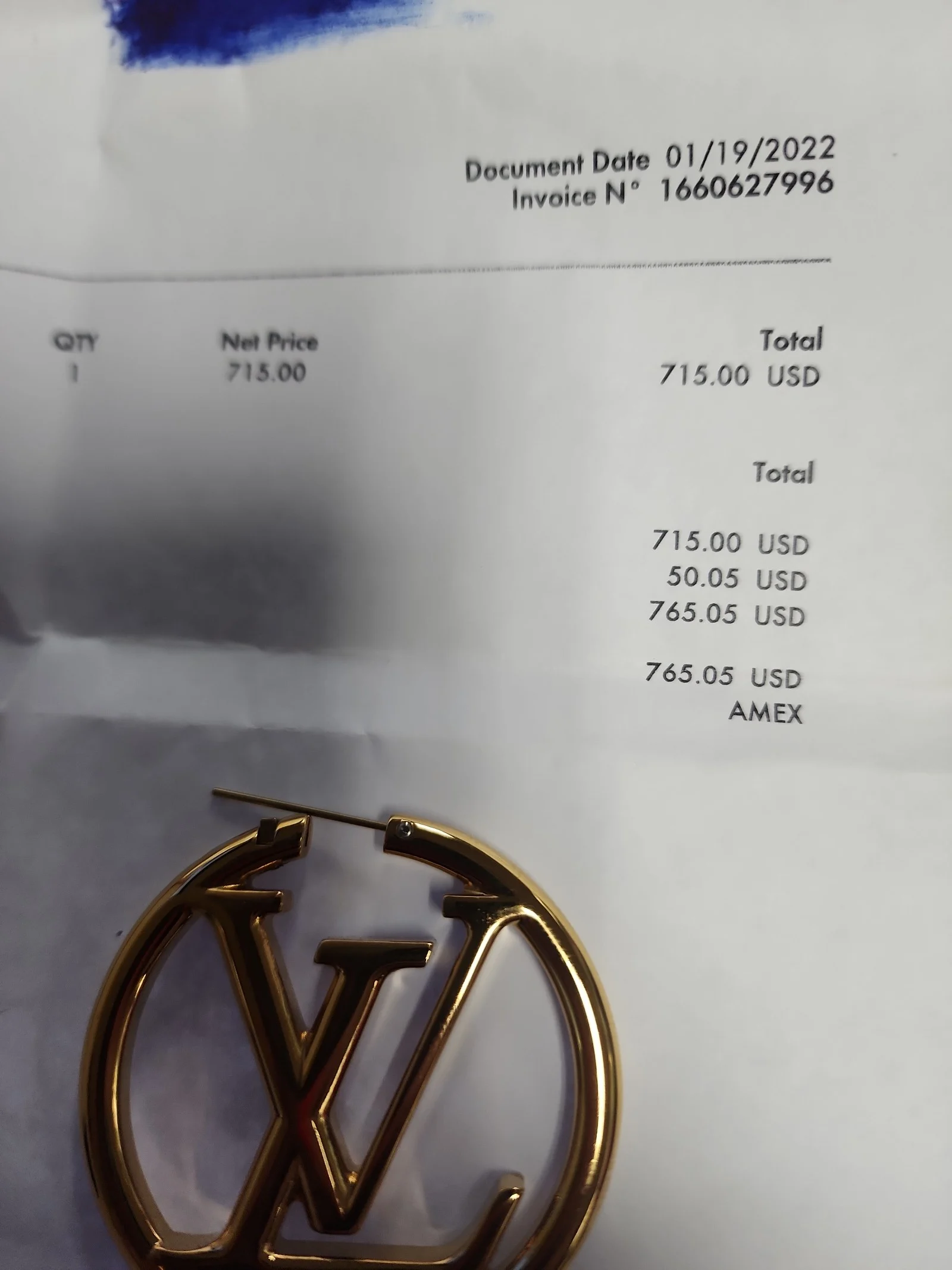 Louis Vuitton Hoop earrings Louise gold