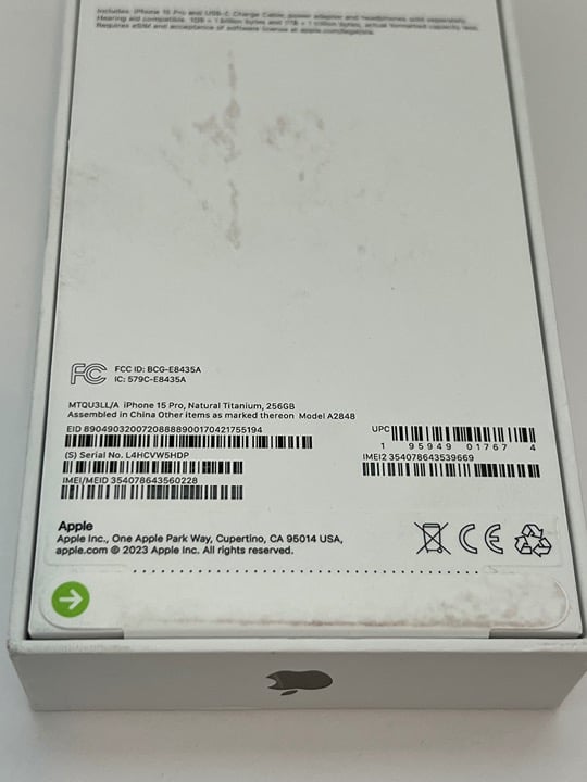 Apple iPhone 15 Pro - 256 GB Natural Titanium (Unlocked). FACTORY SEALED 3J75