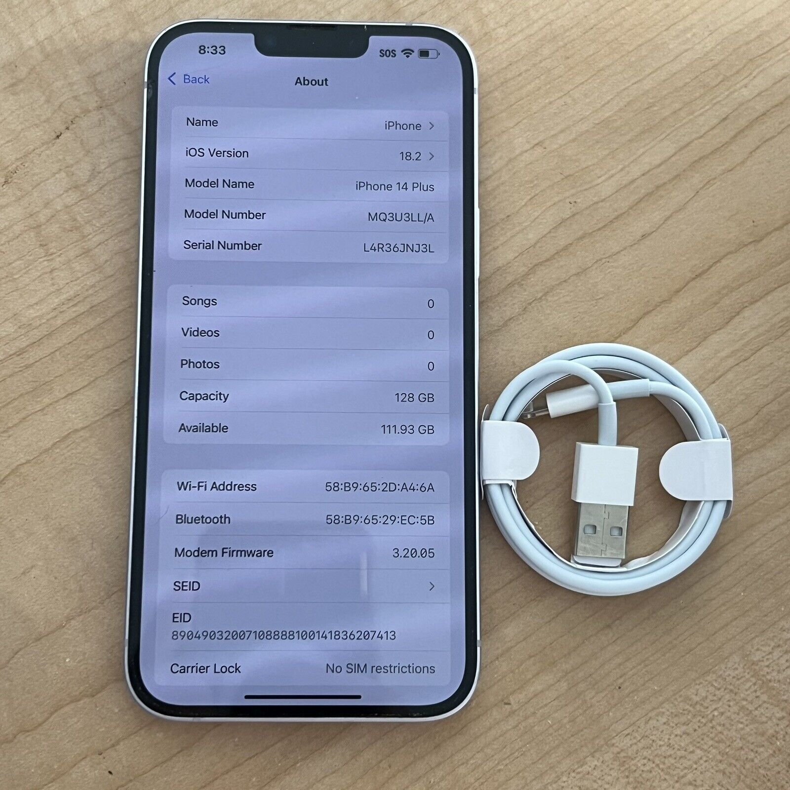 Apple iPhone 14 Plus 128GB Unlocked Purple - Smartphone - Check Pictures 5L23