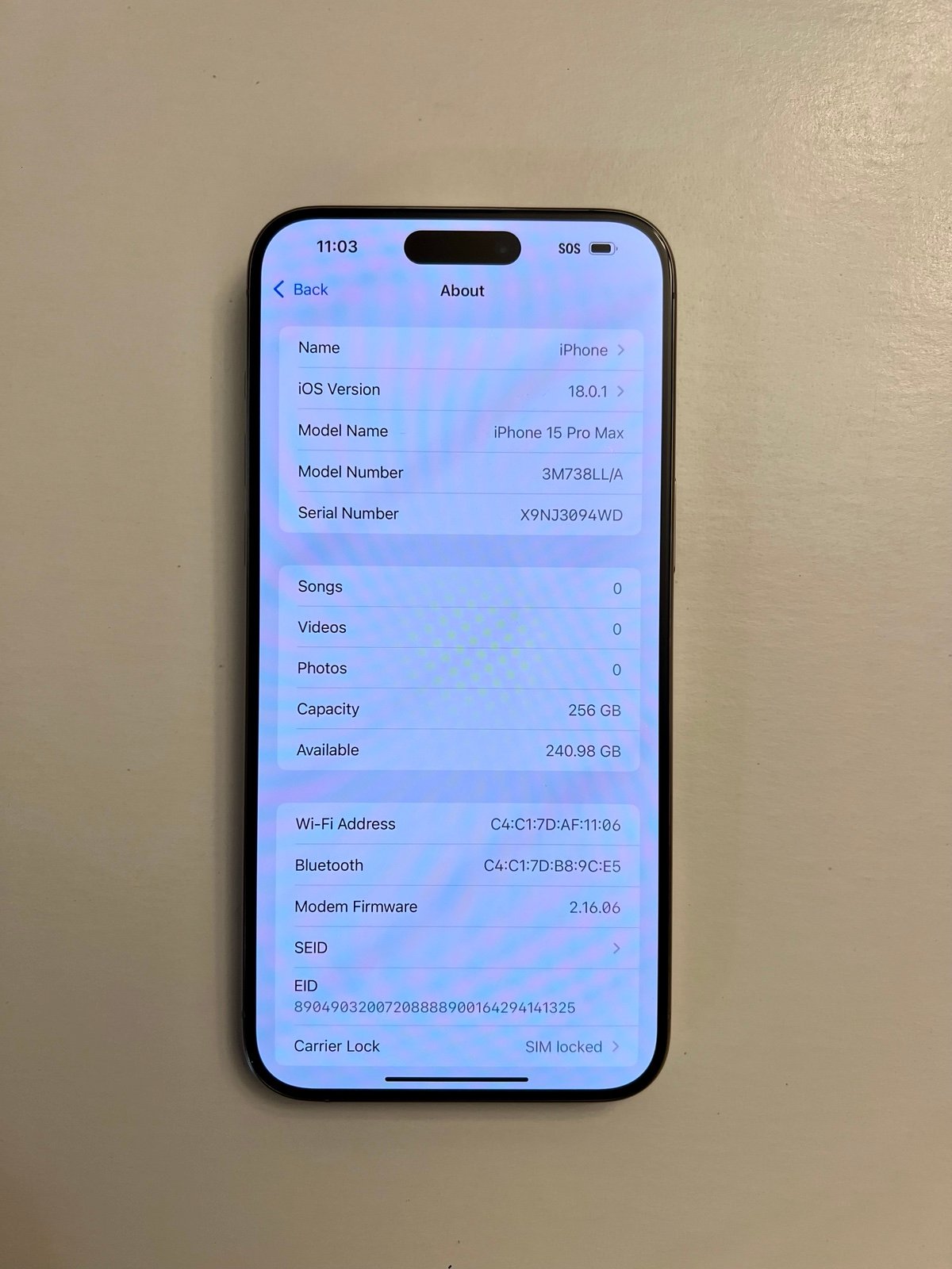 Apple iPhone 15 Pro Max Tmobile 256GB Like New 5S83