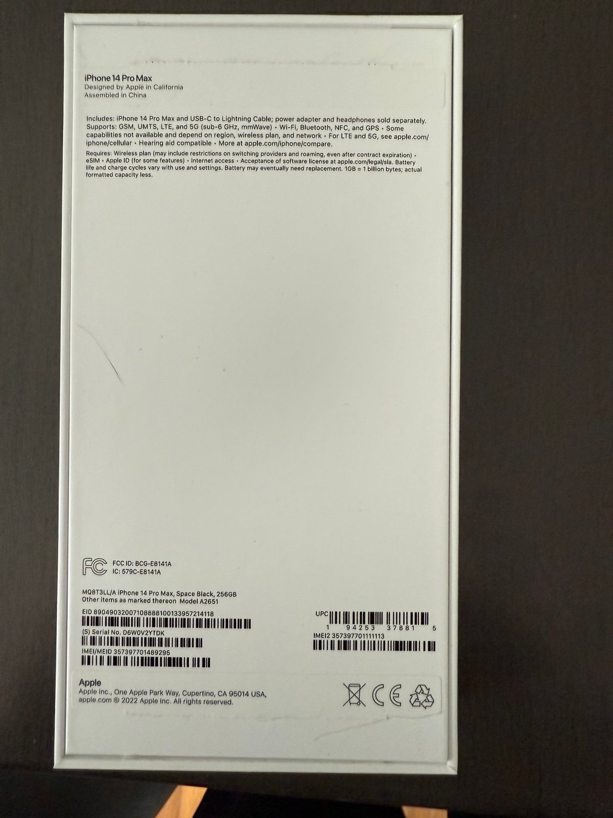 Apple iPhone 14 Pro Max 256 GB in Space Black 6C69