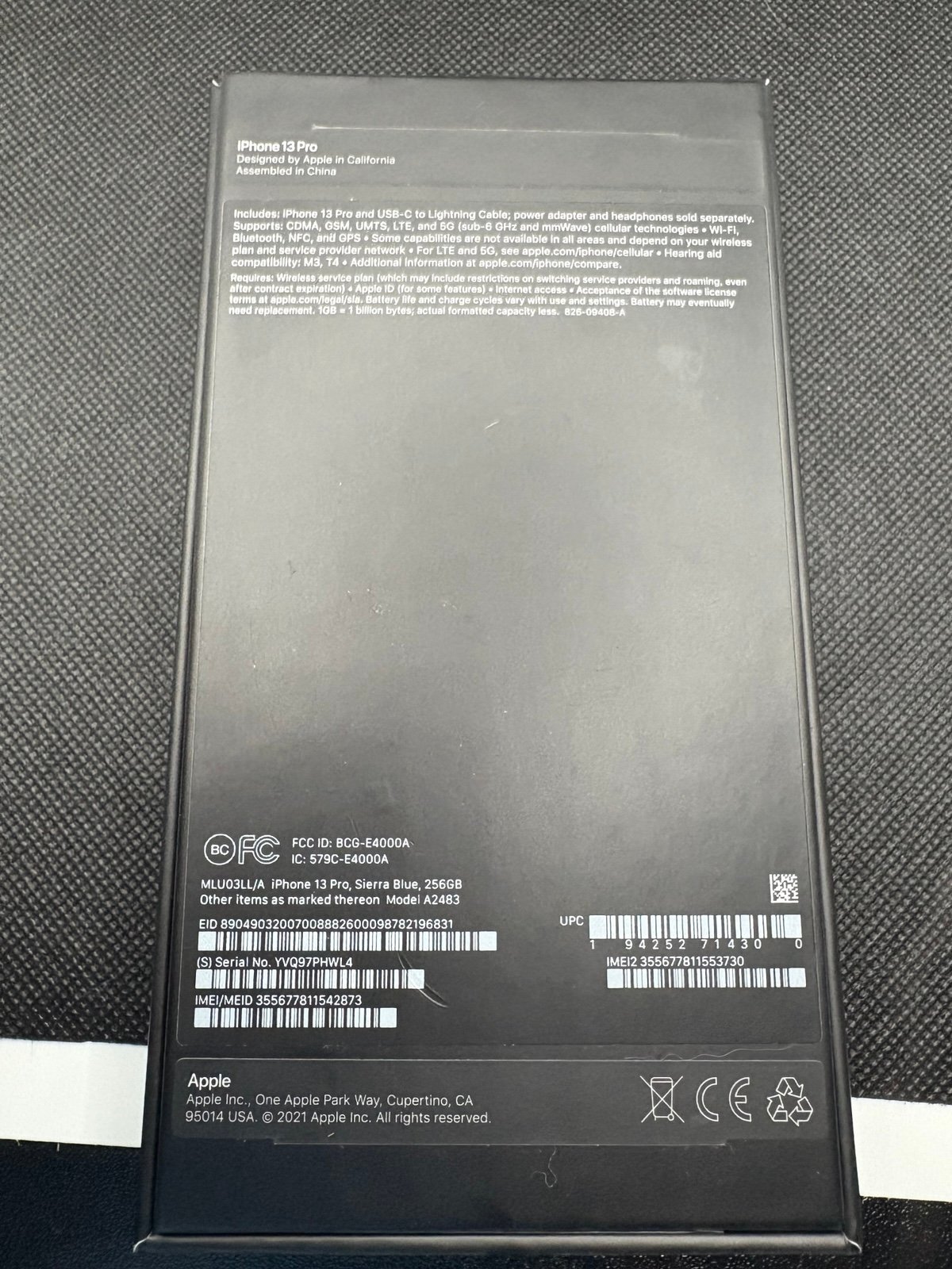 iPhone 13 pro unlocked Serria Blue 5H29