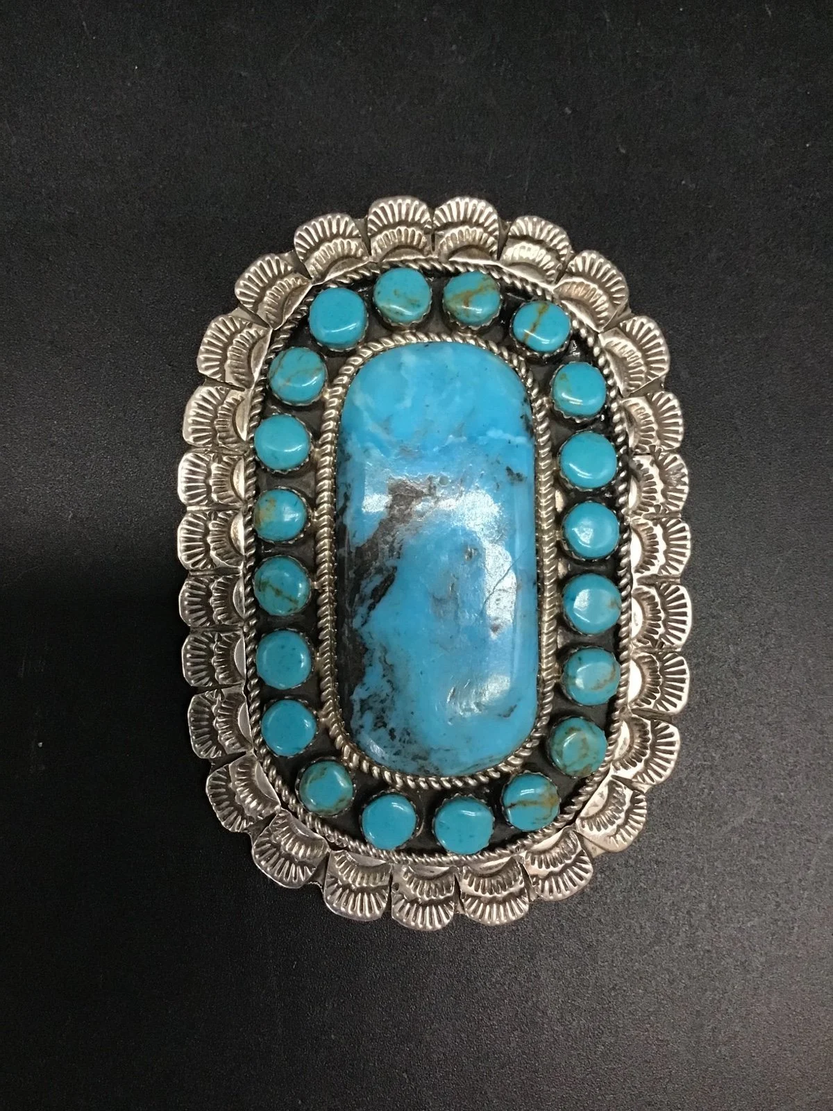 Rare Extra Large Kingman Pendant Bolo Sterling Silver Signed