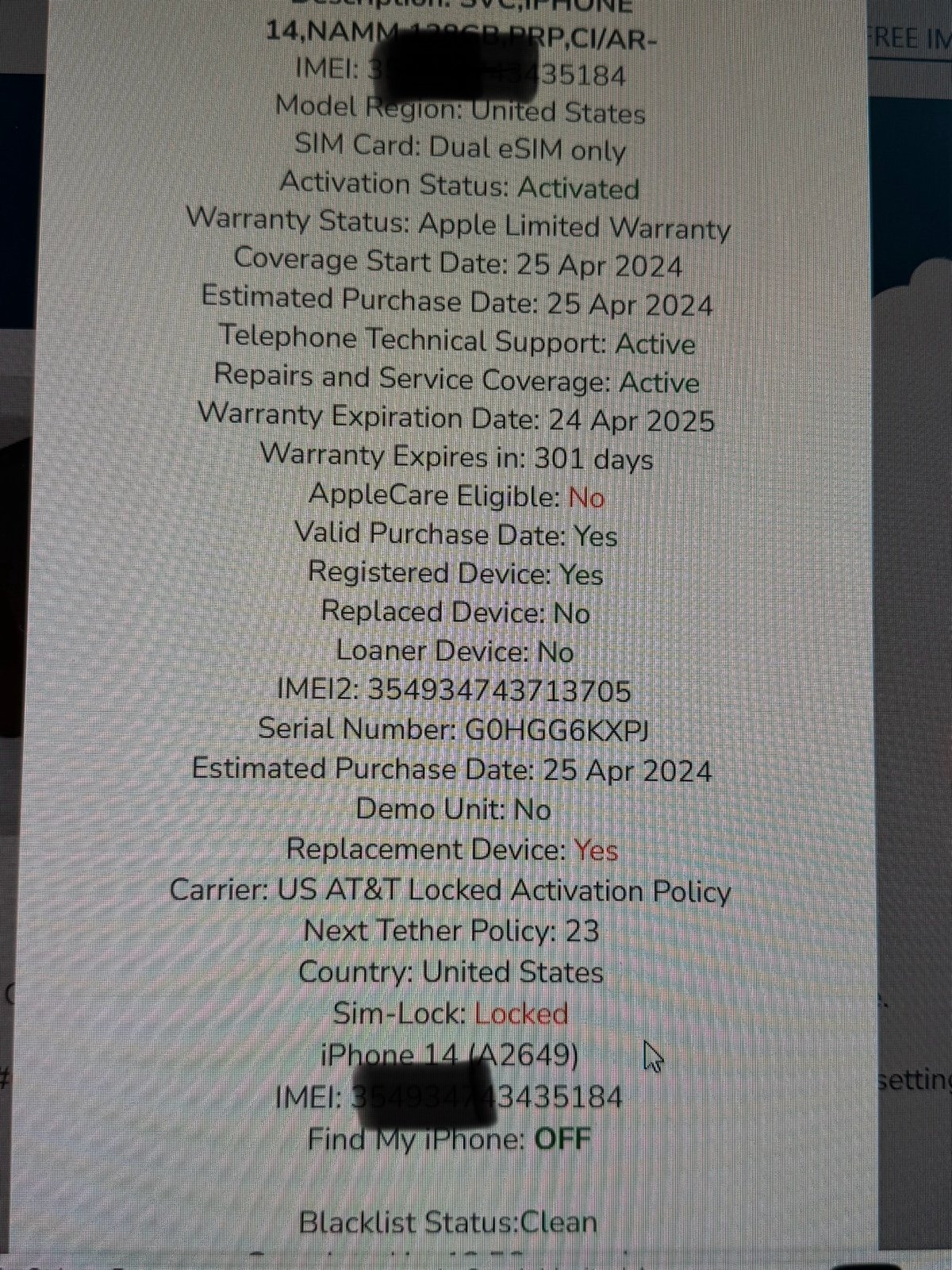 iPhone 14 new 128gb AT&T 1L17