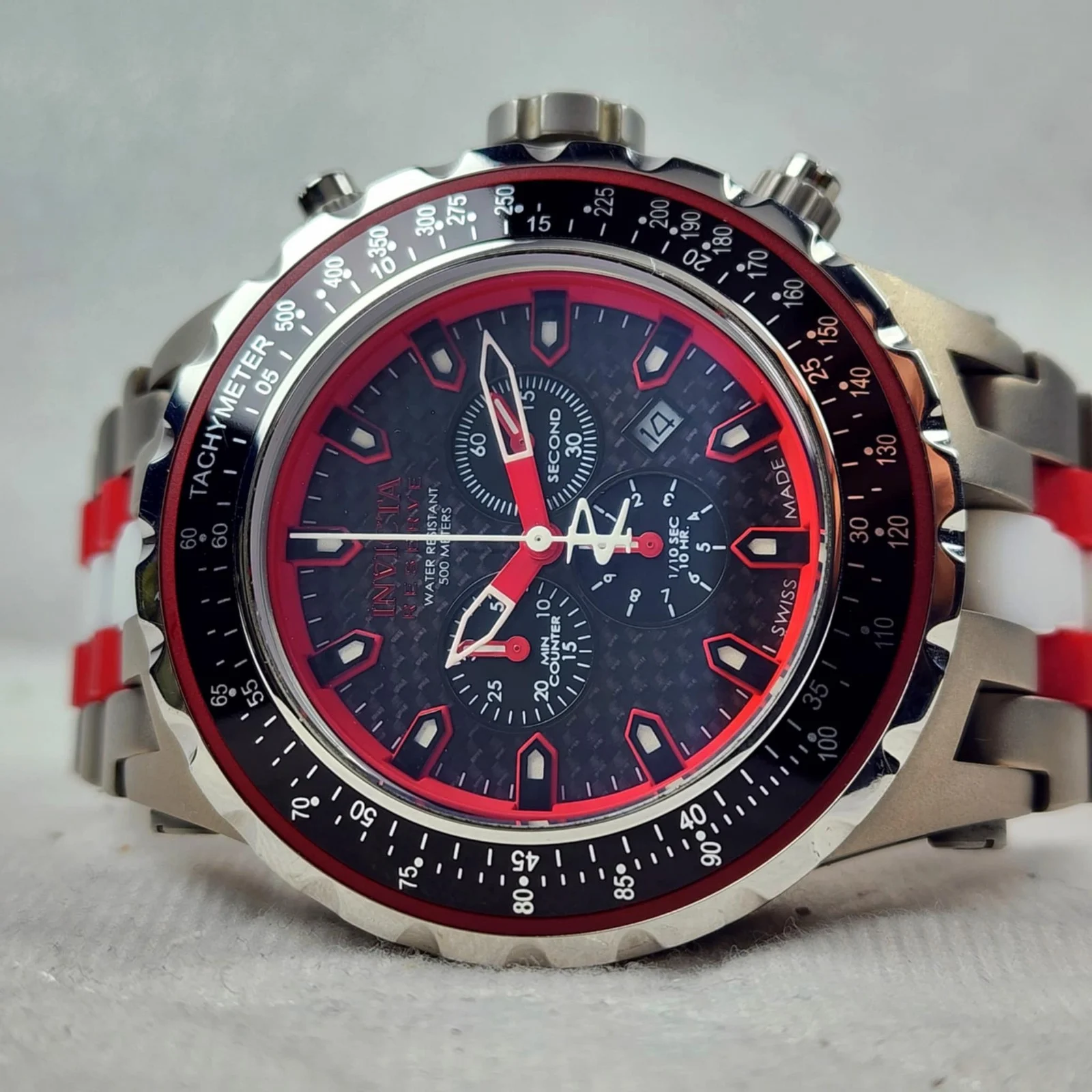 RARE INVICTA RESERVE SUBAQUA APOLLO 12799 RED MEN'S WATCH NEW BATTERY IN BOX