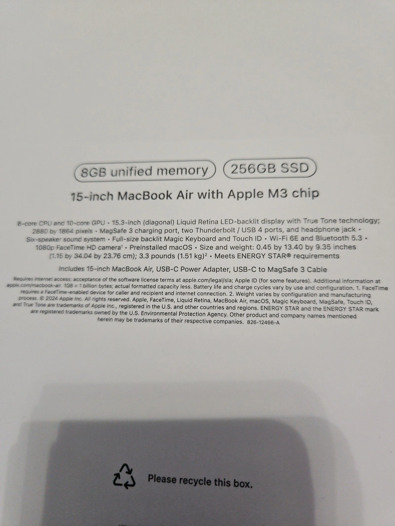 Macbook air 15 inch m3 new sealed midnight 8J31