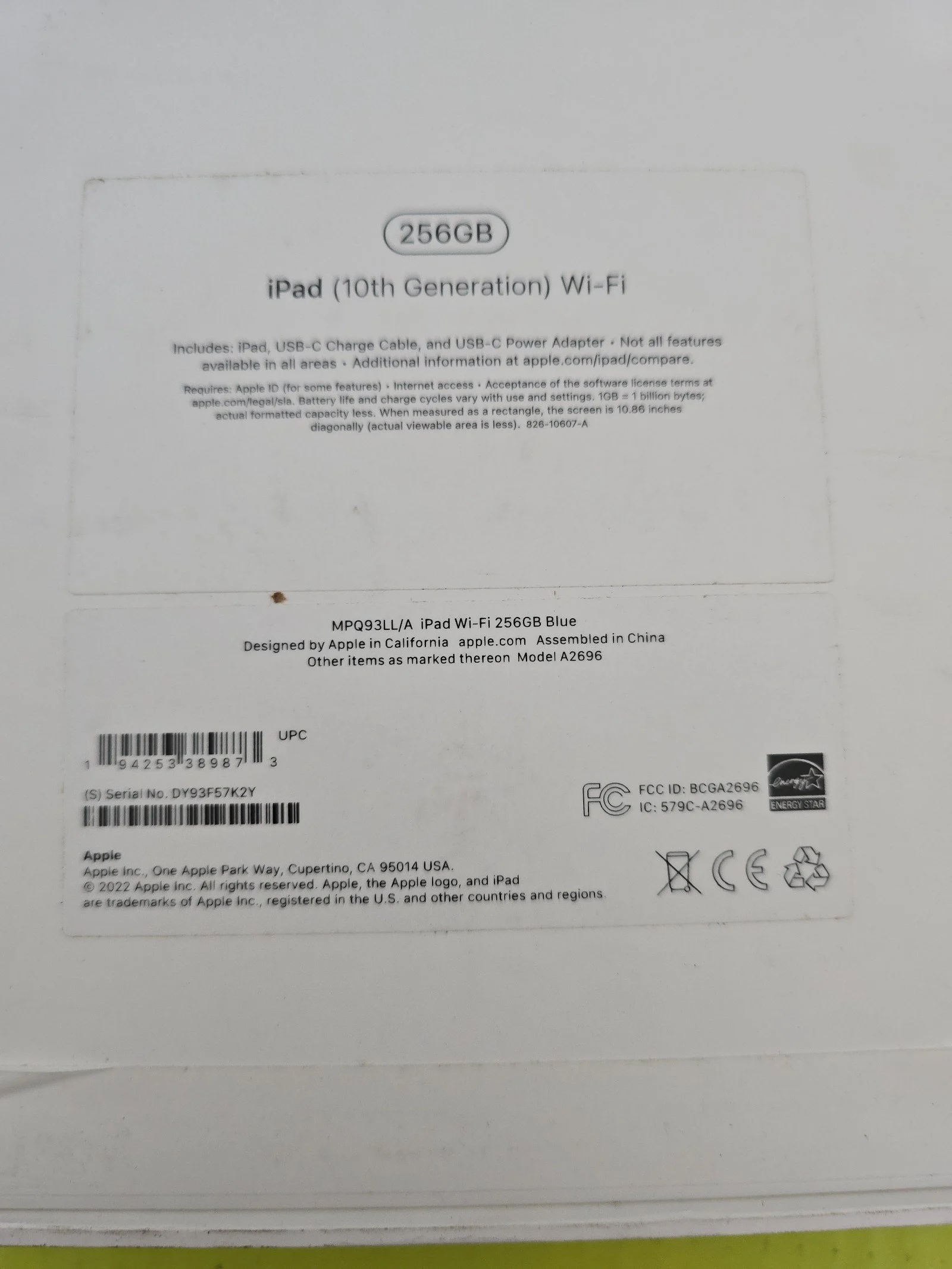 Apple iPad 10th Generation 256 GB in Blue